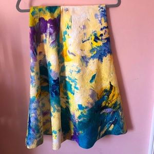 Floral Midi Skirt with Hidden Zip in the back